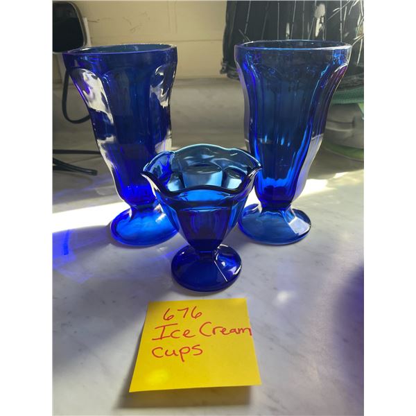 Blue Glass Ice Cream Cups
