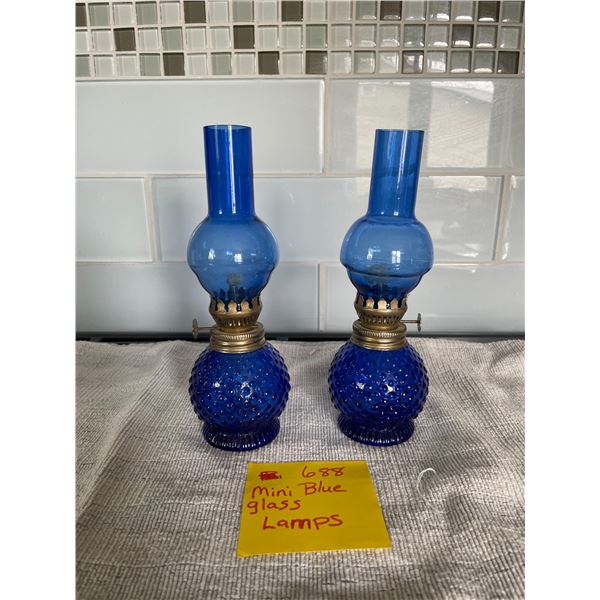 Mini Blue Glass Oil Lamps