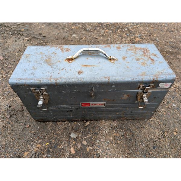 Vintage Sears Craftsman Metal Tool box  w/ Misc. Hardware 20x10x9