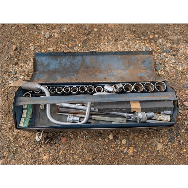 Vintage Tool box w/ Socket Set, and etc. hardware