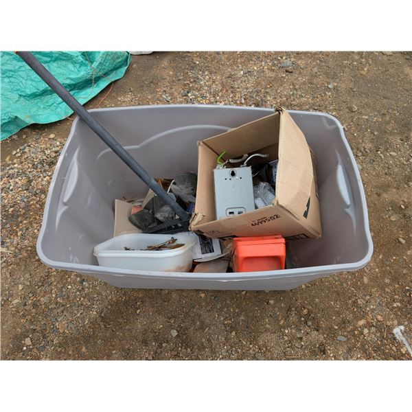 Storage Tub Full of Misc. (Poor Condition) Tool Hardware As Shown