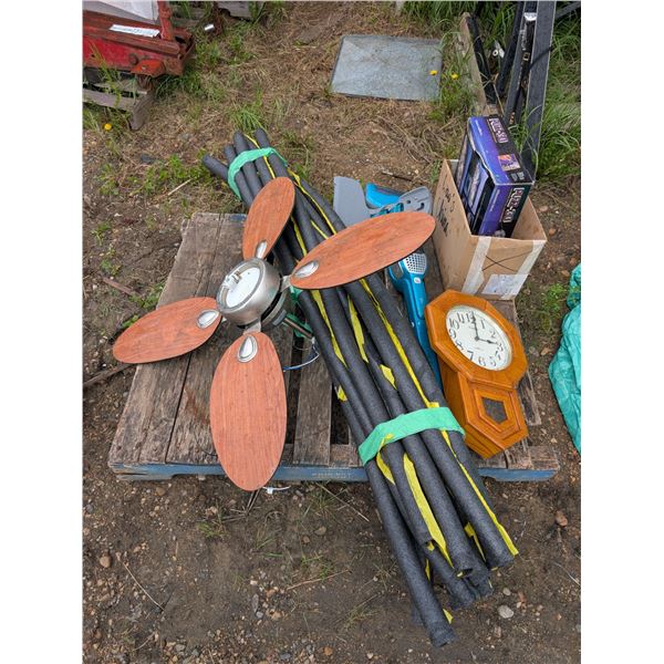 Pallet of Misc. Household (Ceiling Fan, Puzzles, Vacuum, Foam Rolls, and etc.)