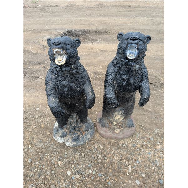 (2) Bear Statue Décor Stands
