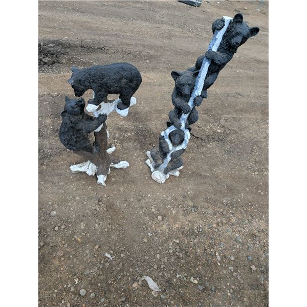 (2) Bear Statue Décor Stands