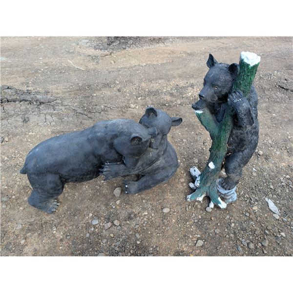 (2) Bear Statue Décor Stands