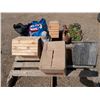 Image 1 : Pallet of Wood Bird House, Garden Décor, books, and etc.