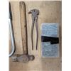 Image 2 : Box of Vintage Tools (Hammer, pipe Wrench, Saw, and etc.)