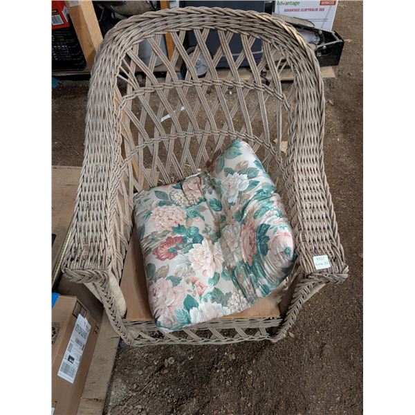 Whicker Wood Patio Chair w/ Cushion