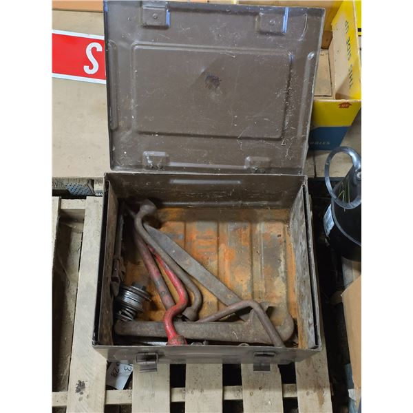 Ammo box with antique tools