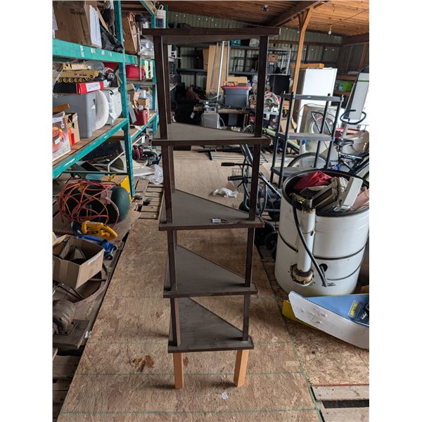 5 tier Wood Corner Shelf (1) Leg Loose 63.5"H