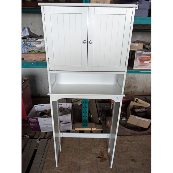White 2 Pc Stand/Cabinet (Possibly For Bathroom)
