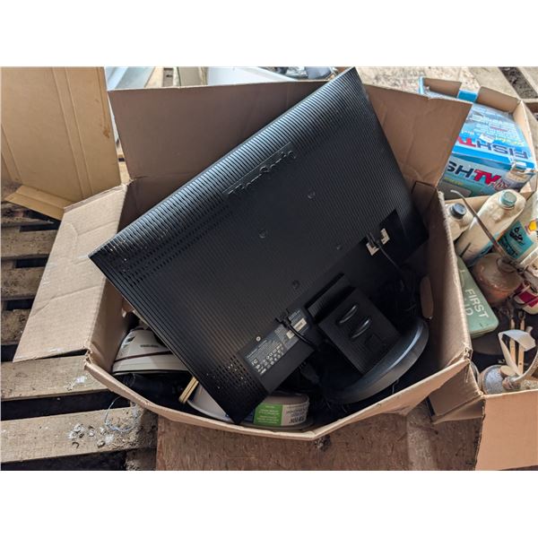 Box of Misc. items (Monitor, Dog jacket, and etc. as Shown)