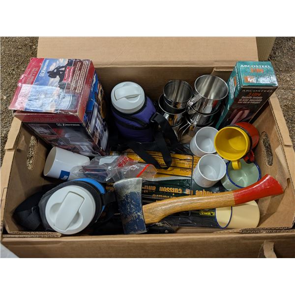Box of Camping (Axe, Mugs, Lantern, and etc.)