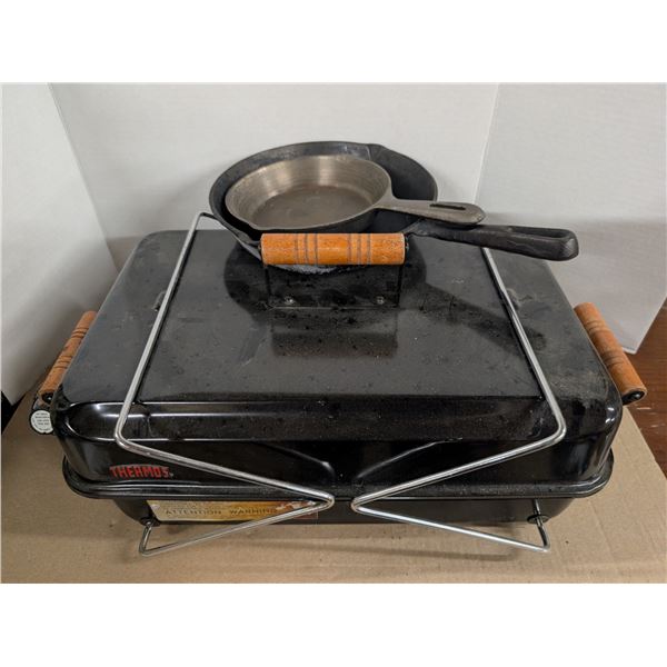 (2) Cast Iron Skillets w/ Propane Camp Stove