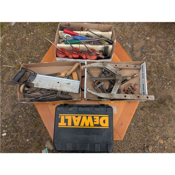 Mixed hand tools, includes dewalt case