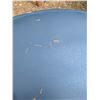 Image 5 : round folding card table, 4 legs, some damage to vinyl top