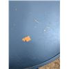 Image 6 : round folding card table, 4 legs, some damage to vinyl top