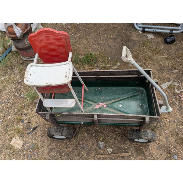 Johndeere wagon and metal doll highchair