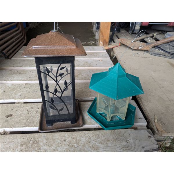 2 bird feeders