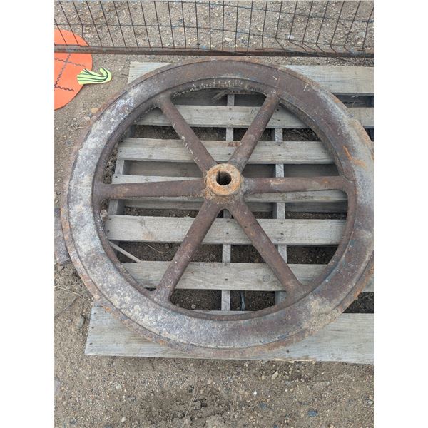 Cast iron splitting wheel, 41.5"x 2.75", 2" axle