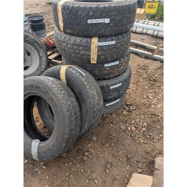 7 Tires without rims, mixed sizes and condition