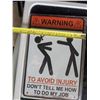 Image 3 : tin sign 8"x12"-Warning