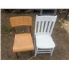 Image 1 : 3 chair, 1 wooden repaired, 2 banquet style stacking chairs