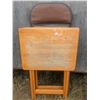 Image 1 : Folding chair with 2 folding TV tables, damage on chair paint on table tops