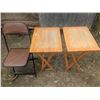 Image 3 : Folding chair with 2 folding TV tables, damage on chair paint on table tops