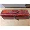 Image 1 : Vintage Red Tool Box w/ Various Vintage Tools