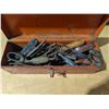 Image 2 : Vintage Red Tool Box w/ Various Vintage Tools