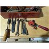 Image 3 : Vintage Red Tool Box w/ Various Vintage Tools