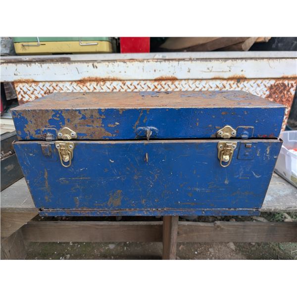 Vintage Pull Drawer Tool Box w/ Misc. Wrenches, Screw Drivers, and etc.