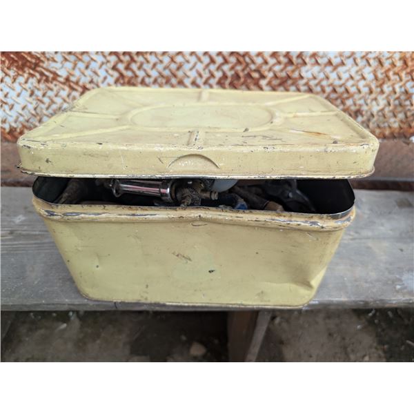 Vintage Picnic Box w/ Misc. Tools (Screw Drivers, Sprayer, and etc.)