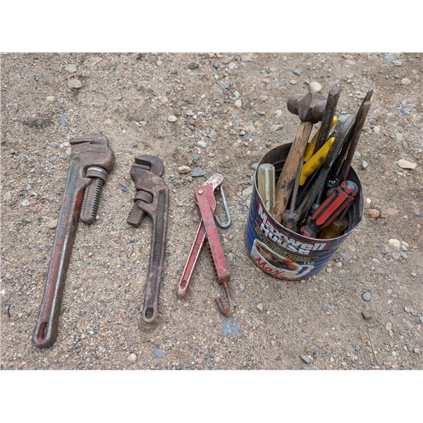 Lot of Misc. Vintage Tools (Pipe Wrench, Hammer, Scissors, and etc.)
