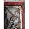 Image 5 : Vintage Red Tool box w/ Misc. Tools/Hardware (nails, Wrench, and etc.)