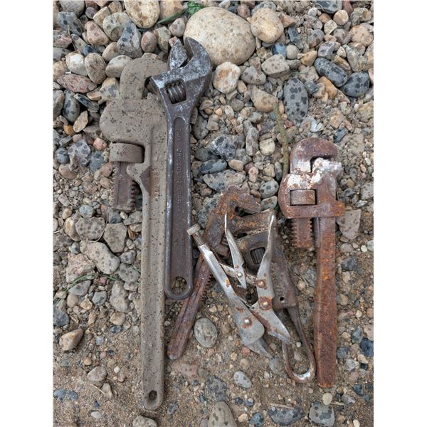 Lot of Vintage Pipe Wrenches, and etc.