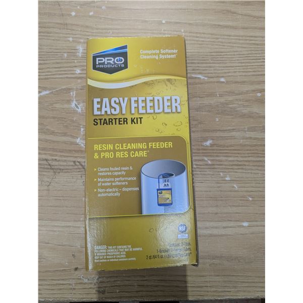 "easy feeder" starter kit, auto dispense cleaner for water softener systems