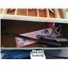 Image 3 : tackle box with tackle (hooks, filet knife, bobbers, etc.) and set of flippers