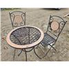 Image 1 : Metal Outdoor Dining Set.  24" Diameter Table, (2) Folding Chairs