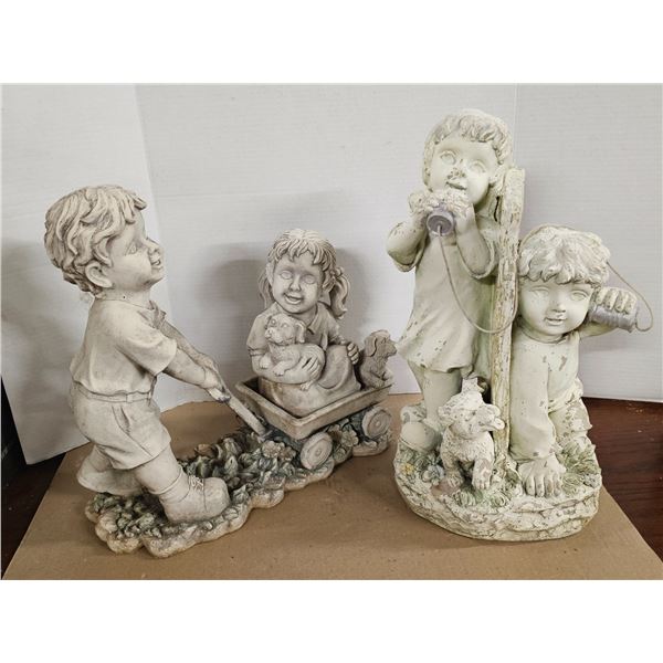 (2) Children Playing Garden Statue/Décor Items