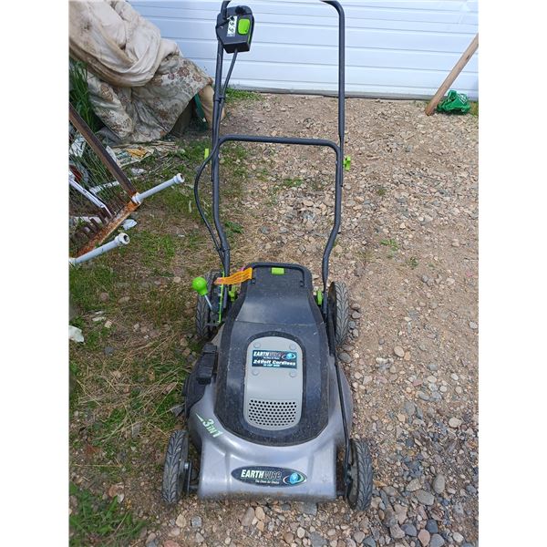 Earthworks 24V Cordless lawnmoer - good working shape, no charger or bag