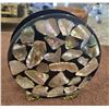 Image 2 : 27 - Vintage black Lucite and abalone seashell napkin/letter holder from 1960s.  5 1/2" tall be 5 1/