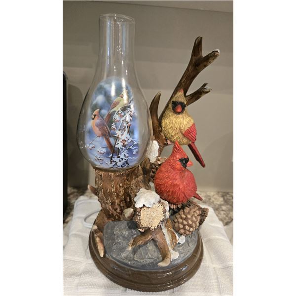 44 - Jewels of the Forest Bradford Exchange accent lamp, wildlife artist Bradley Jackson. 12" tall. 