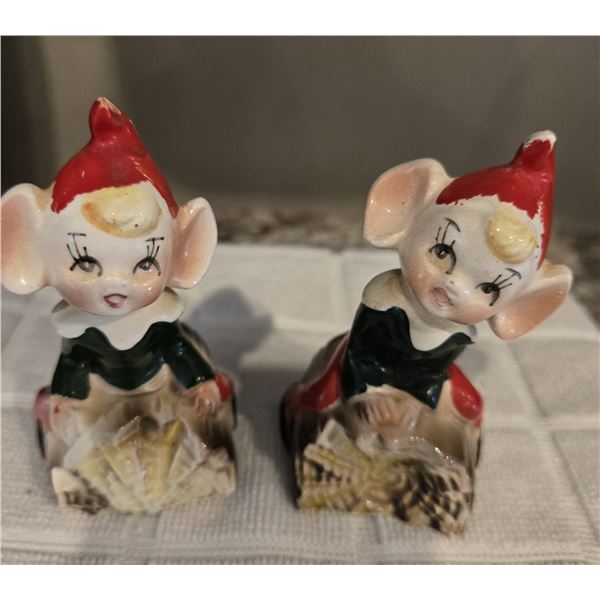 46 - Vintage Pixie salt and pepper shakers.  Made in Japan.?