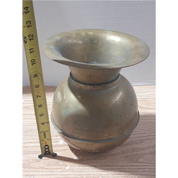 Antique Union Pacific Railroad Brass Spittoon Weighted Bottom