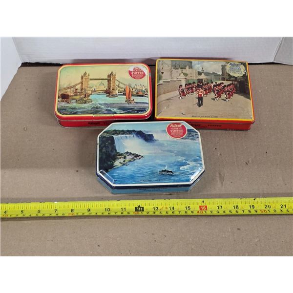 3 vintage toffee tins