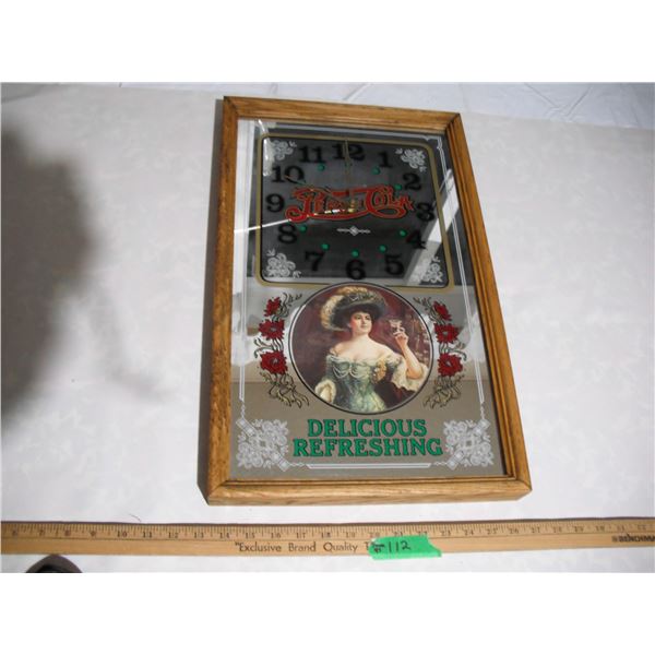 Vintage Pepsi Cola Clock, 13” x 21” (Working) **Has Crack