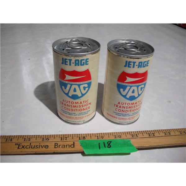 (2) Vintage Jet-Age Auto Transmission Fluid Conditioner Tins, Full & Sealed