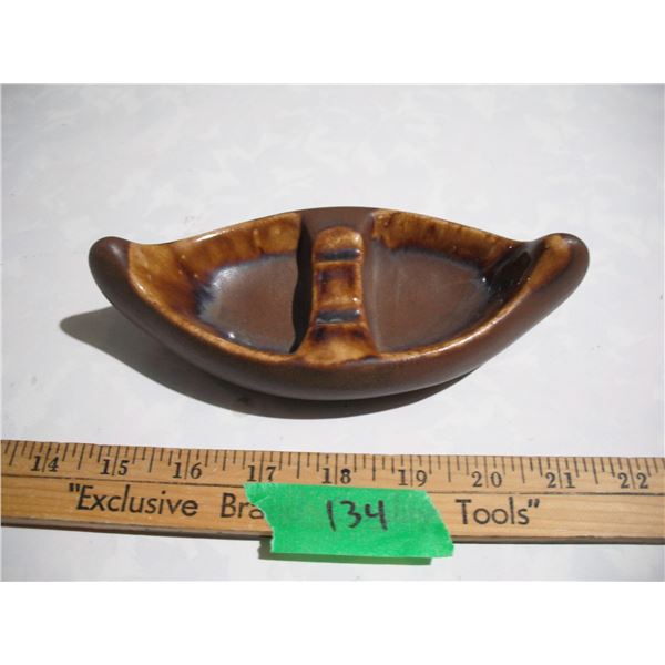 Ceramic Canoe Ashtray, 7”